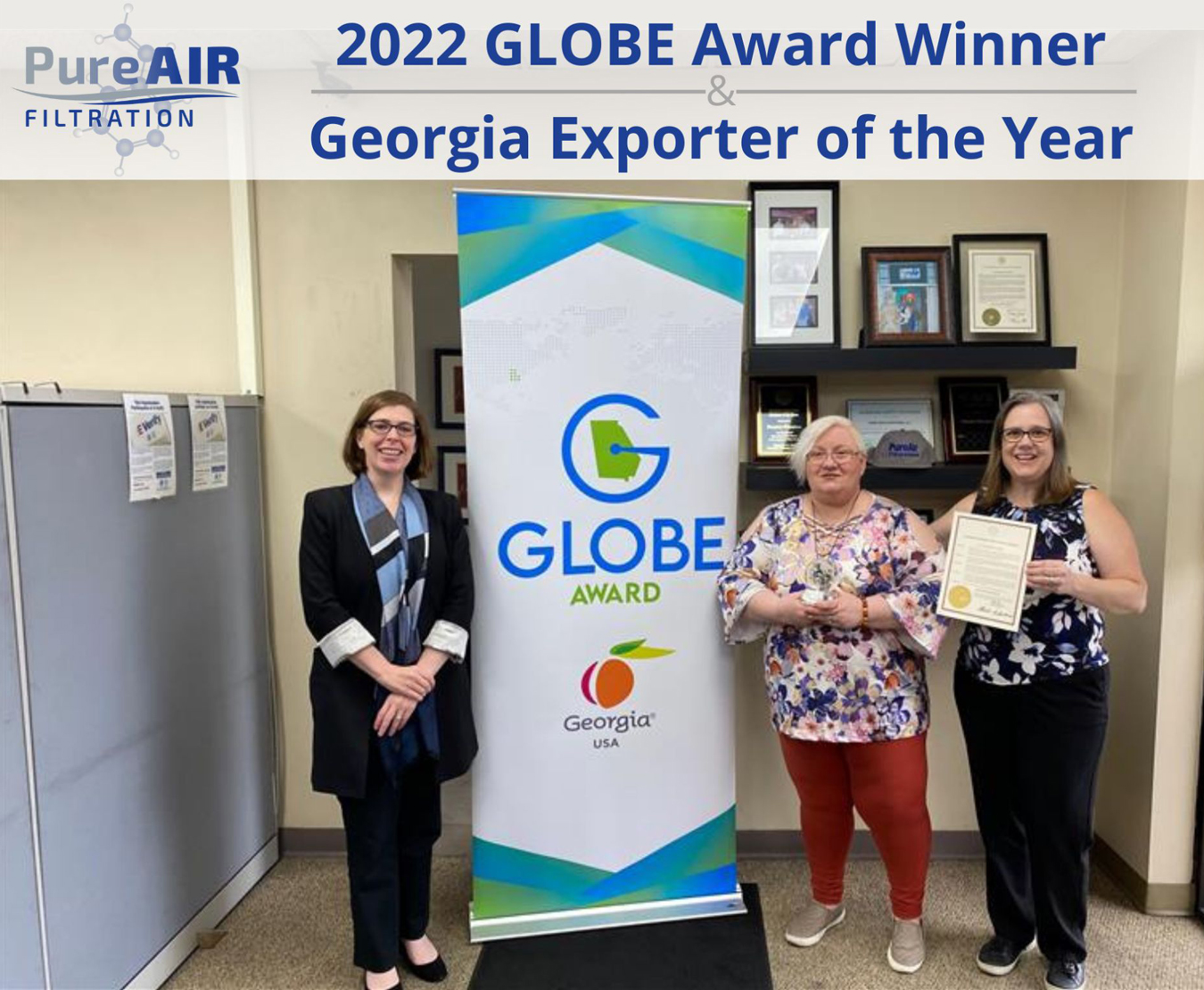 Mid-sized manufacturer PureAIR Filtration wins 2022 GLOBE Award from Georgia Department of Economic Development